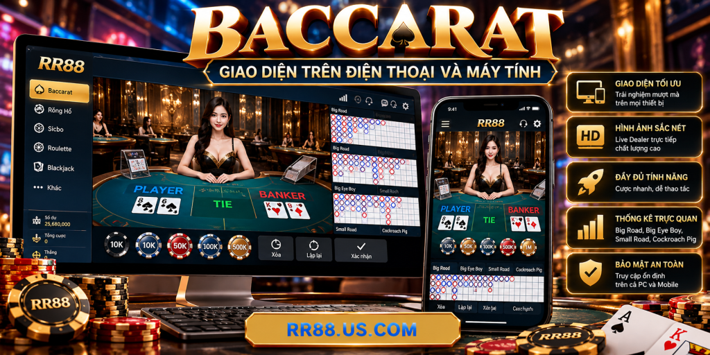 Giao diện Baccarat trên điện thoại và máy tính