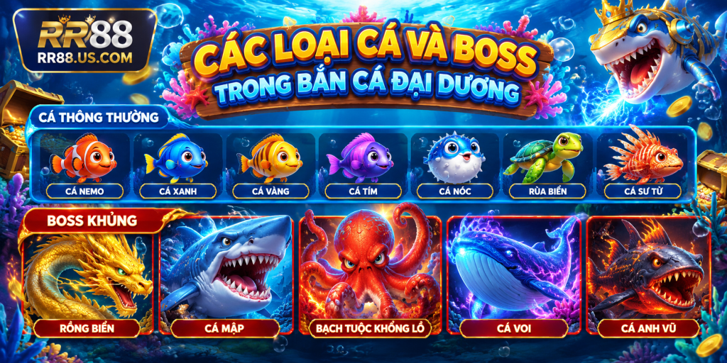 Các loại cá và Boss trong Bắn Cá Đại Dương