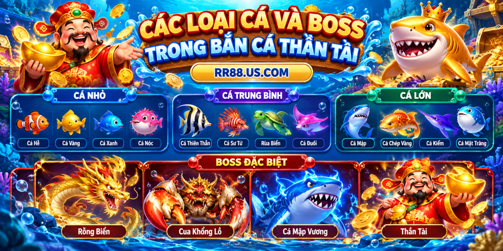 Các loại cá và Boss trong Bắn Cá Thần Tài